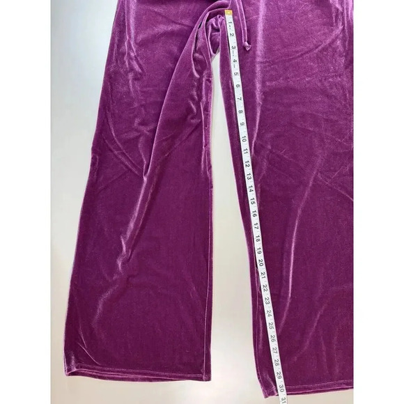 Chaser Women’s Wide Leg Velvet Pants Size Small Purple Drawstring Lounge Cozy - Picture 7 of 11